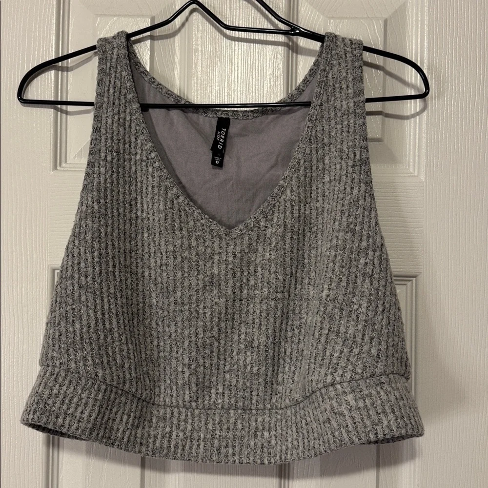 Torrid Gray, Pink, Black Super Soft Plush Waffle Crop Lounge Cami Bundle - Picture 6 of 13